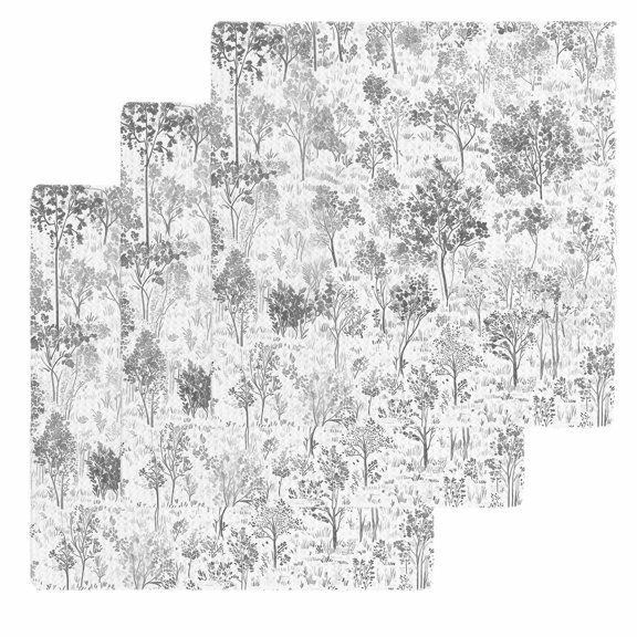 Gray Botanical Kitchen Dish Towels for Drying Dishes Set of 3, Watercolor Spring Floral Summer Waffle Weave Microfiber Hand Tea Bathroom Towels Quick Dry & Absorbent Towel 12x12