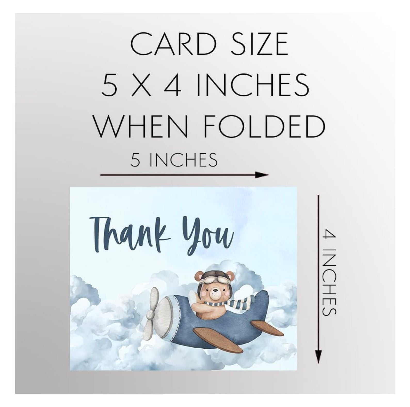 Adventure Awaits Baby Shower Thank You Cards Teddy Bear Airplane Notes With Envelopes (24 count)