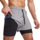 thumbnail image 1 of Xishao Shorts Hombre Deportivos 2 en 1 （2021 Actualización） Tela Secado Rápido Pantalones Cortos para Correr con Forro Licra de Bolsillo Incorporado Transpirable gris claro G gris claro G Xishao ropa, 1 of 2