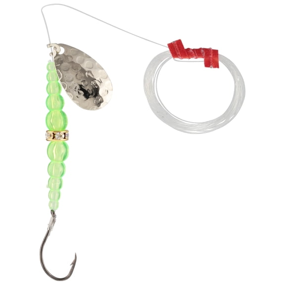 Mack's Lure Wedding Ring Spinner Classic Series Hammered Nickel Flo Chartreuse 4