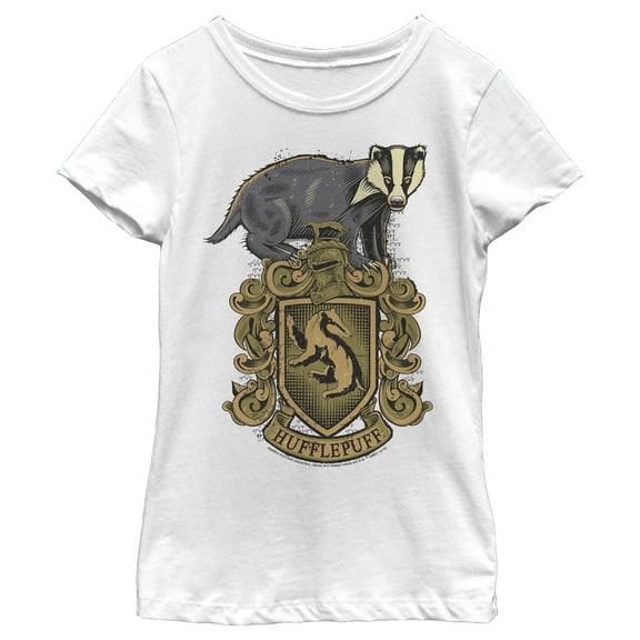 Girl's Harry Potter Hufflepuff Crest  Graphic Tee White X Large
