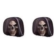 thumbnail image 4 of Halloween Grim Reaper Hooded Skull Car Headrest Covers, 2‑Pack Creepy Death Skeleton Face Print Vehicle Seat Head Rest Protector for Car Interior Halloween Decor, 4 of 5