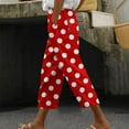 thumbnail image 2 of QATAINLAV Womens Plus Size Capri Pants Summer Casual Drawstring High Waist Wide Leg Cropped Trouser Trendy Polka Dot Print Beach Capris Pants Red XXL Ofertas Del Dia de Hoy Relampago, 2 of 6