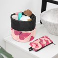 thumbnail image 6 of PhooArto Drawstring Cosmetic Bag, Barrel Shaped Portable Travel Makeup Bags, Retro Pink Butterflies Pattern Large Capacity Waterproof Multifunctional Bucket Toiletry Bag, 6 of 6