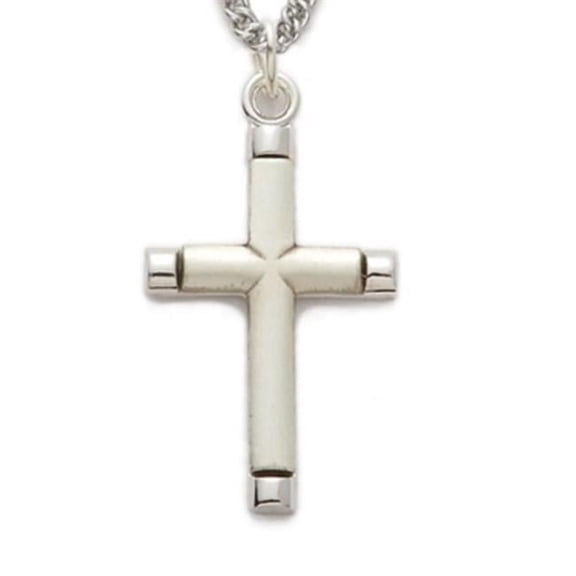 Mcvan L9226 24 in. Sterling Silver Cross with Polished Tips Chain