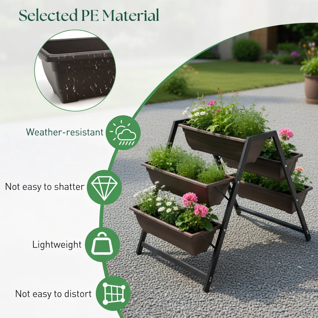 Topcobe 3-Tier Vertical Raised Garden Bed with 5 Plant Boxes, Vertical Garden Planter Outdoor