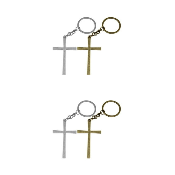 WORGEOUS 4 pcs  Unique Cross Keychain Metal Keyring Decorative Pendant Keychain For Backpack Cross Keychain Handbag Keychain Decorative Cross Pendant Keychain Purse Charm