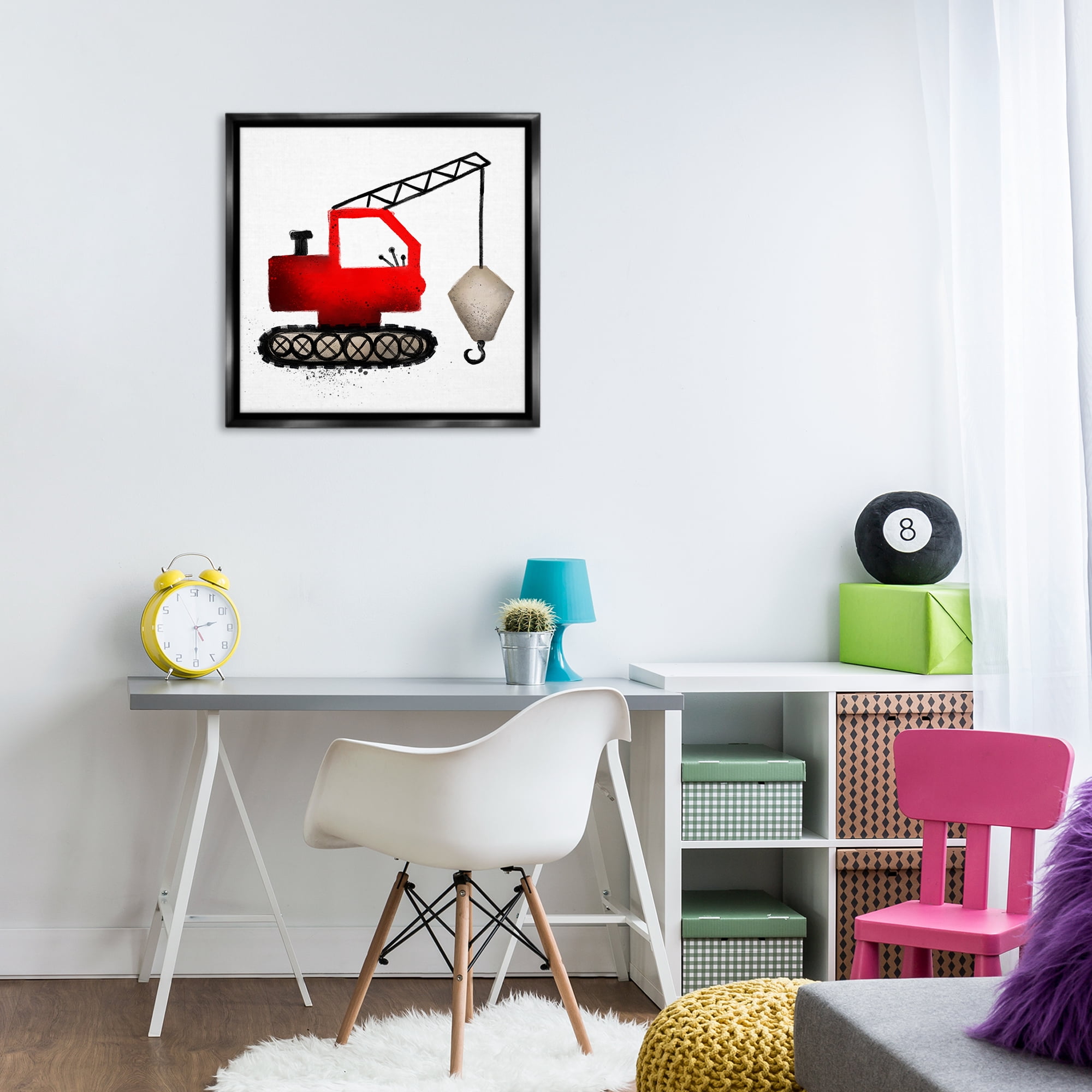 Stupell Industries Red Construction Vehicle Transportation Painting Black Floater Framed Canvas Art Print Wall Art, 25 x 25