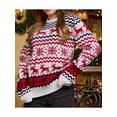 thumbnail image 3 of Couples' Casual Christmas Sweater Raglan Sleeve Crew Neck Knitted Pullover Comfy Warm Fall Tops White (Women) S, 3 of 4