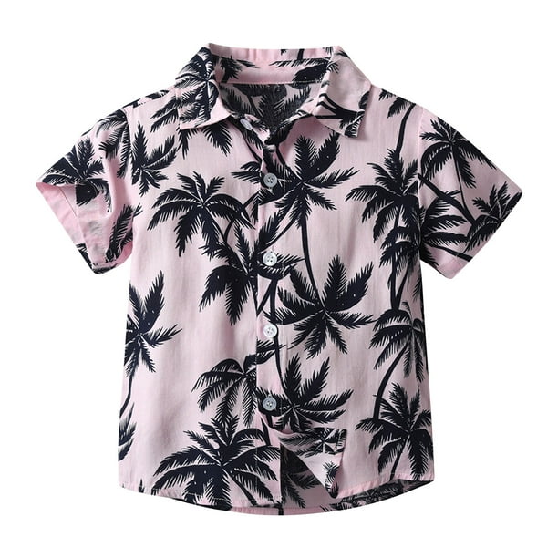 Odeerbi 6M-13Y Niños Camisa Hawaiana Verano Playa Camisas de Algodón Niños Blusa de Manga Corta Flor Tropical Camisa Estampada Ocio Tops