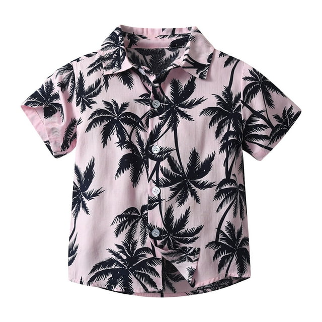Odeerbi 6M-13Y Niños Camisa Hawaiana Verano Playa Camisas de Algodón Niños Blusa de Manga Corta Flor Tropical Camisa Estampada Ocio Tops