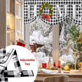 thumbnail image 5 of HOME Christmas Wreath Tie Up Valances Curtain, Bow Retro Black And White Check Adjustable Rod Pocket Short Window Treatment Tie Up Curtains Valances for Kitchen Living Room Bathroom 42x18 Inches, 5 of 9