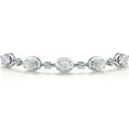 thumbnail image 3 of Gem Stone King 925 Sterling Silver White Moissanite and Simulated White Opal Bracelet for Women | 4.70 Cttw | Gemstone Birthstone | Oval 7X5MM | Fully Adjustable 9 inch, 3 of 6