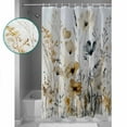 thumbnail image 3 of Extra Long Shower Curtain 72x84 Inch, Brown Retro Floral Shower Curtain Waterproof Bathroom Decor Spring Botanical Wildflowers Fabric Bath Curtain Set Accessories with Hooks, 3 of 6