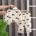 thumbnail image 4 of XAOFW Girls Outfits Long Sleeve Two Piece Comfy Toddlers Kids Cute Cartoon Print Turndown Collar Soft Comfortable Daily Lounging Clothes Sets, 4 of 4