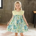 thumbnail image 2 of WRKEKC Girls Floral Dress Short Sleeve Round Neck Colorful Flower Patchwork Ruffled Sleeve Summer Dress for 6 Months-10 Years, 2 of 5
