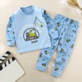 thumbnail image 2 of TOWED22 Toddler Baby Boy Set Clothes Long Sleeve Cute Print Tee Sweatpants Elastic Waist Casual Winter Outfits 2Pcs(Sky Blue,3-6 M), 2 of 6