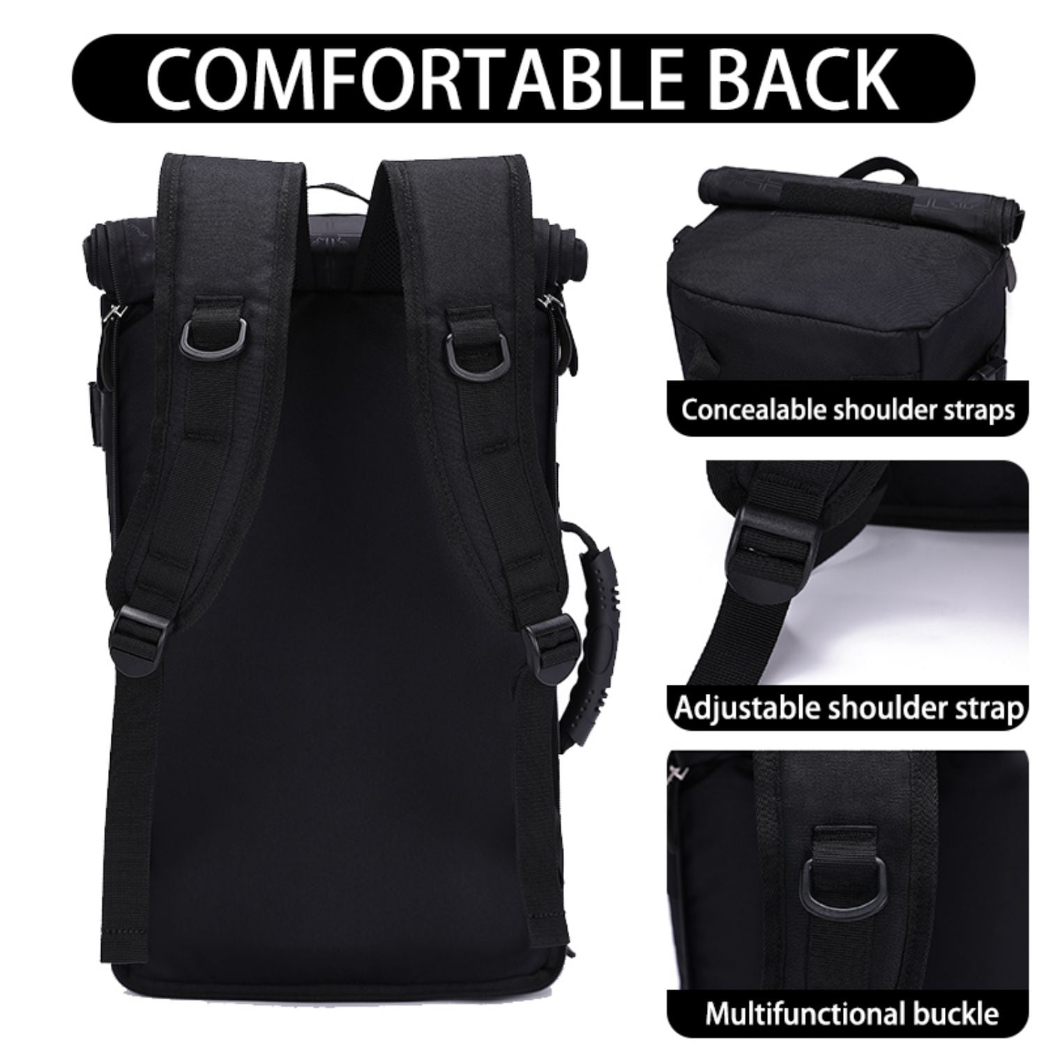 BE SMART Laptop Bag Large Travel Waterproof Backpack Multipurpose Design fits 16 inches Computer Sport Business for Men, Black