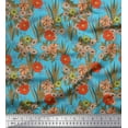 thumbnail image 1 of Soimoi Blue Cotton Duck Fabric Leaves & Floral Print Fabric by The Yard 42 Inch Wide, 1 of 1