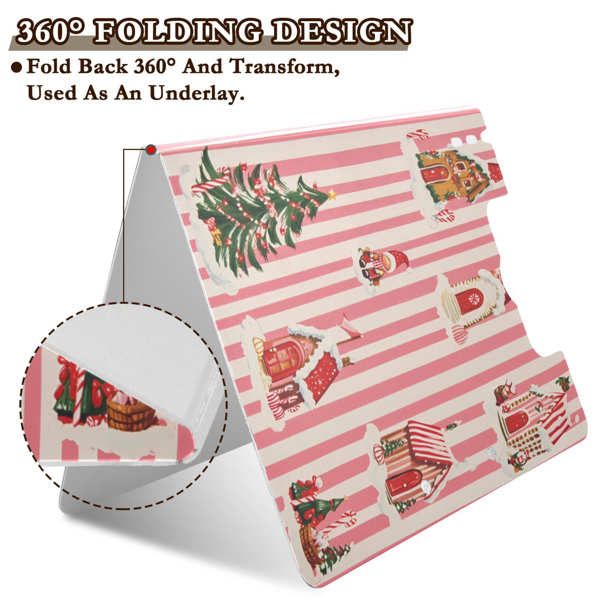 FORMRS A4 Clipboard Folder with Pen Holder Horizontal Foldable School Office Binder, White Gingerbread Houses
