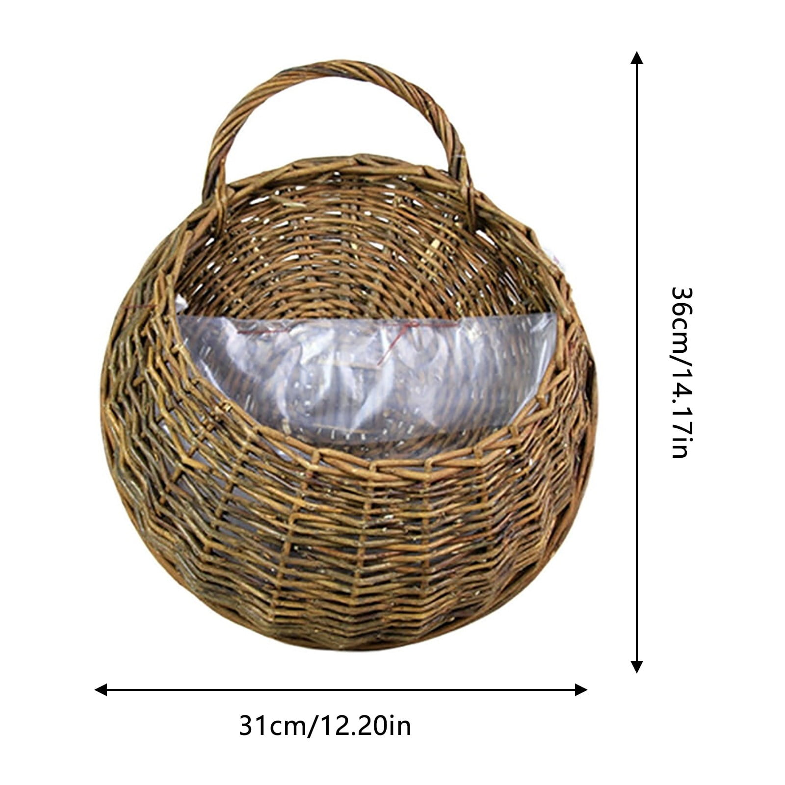 LHWEN Seagrass Belly Basket Wall Fence Hanging Planter Handmade Rattan Basket Hand Made Wicker Rattan Flower Basket Flower Pots Hanger Garden Decoration Indoor Outdoor Watering Hanging Baskets