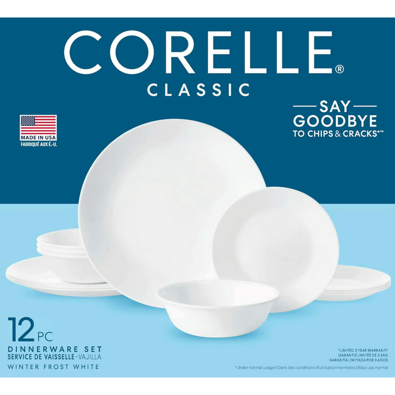 Corelle Winter Frost White, 12 Piece, Dinnerware Set