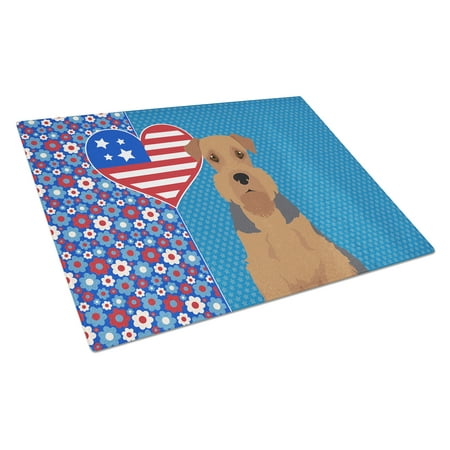 

Grizzle and Tan Airedale Terrier Glass Cutting Board Large 12 in x 15 in