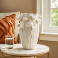 thumbnail image 2 of Benjara Ro Decorative Vase, Textured Lotus Accents, White Ceramic 16 Inch, 2 of 6