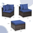 thumbnail image 2 of Gymax 4PCS Rattan Patio Conversation Furniture Set Yard Outdoor w/ Navy Cushion, 2 of 10