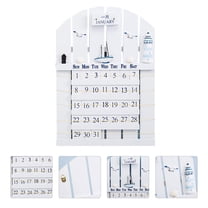 Tineasur 1Pc Wooden Perpetual Calendar White Mediterranean Style Wall Decoration