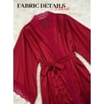thumbnail image 5 of Womens Robe, AMITOFO Silky Satin Kimono Robe for Women with Lace Trim Long Lightweight Floor-Length Elegant Getting Ready Robe for Bride, Burgundy, 5 of 8
