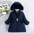thumbnail image 2 of Ccpelsie Children Hooded Coat Girl's Quilted Puffer Jacket Toddler Winter Jackets for Kids(Navy,3-4 Years), 2 of 5