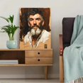 thumbnail image 5 of Bearded Man Watercolor Portrait Canvas Rustic Brown Background Male Art, 5 of 8