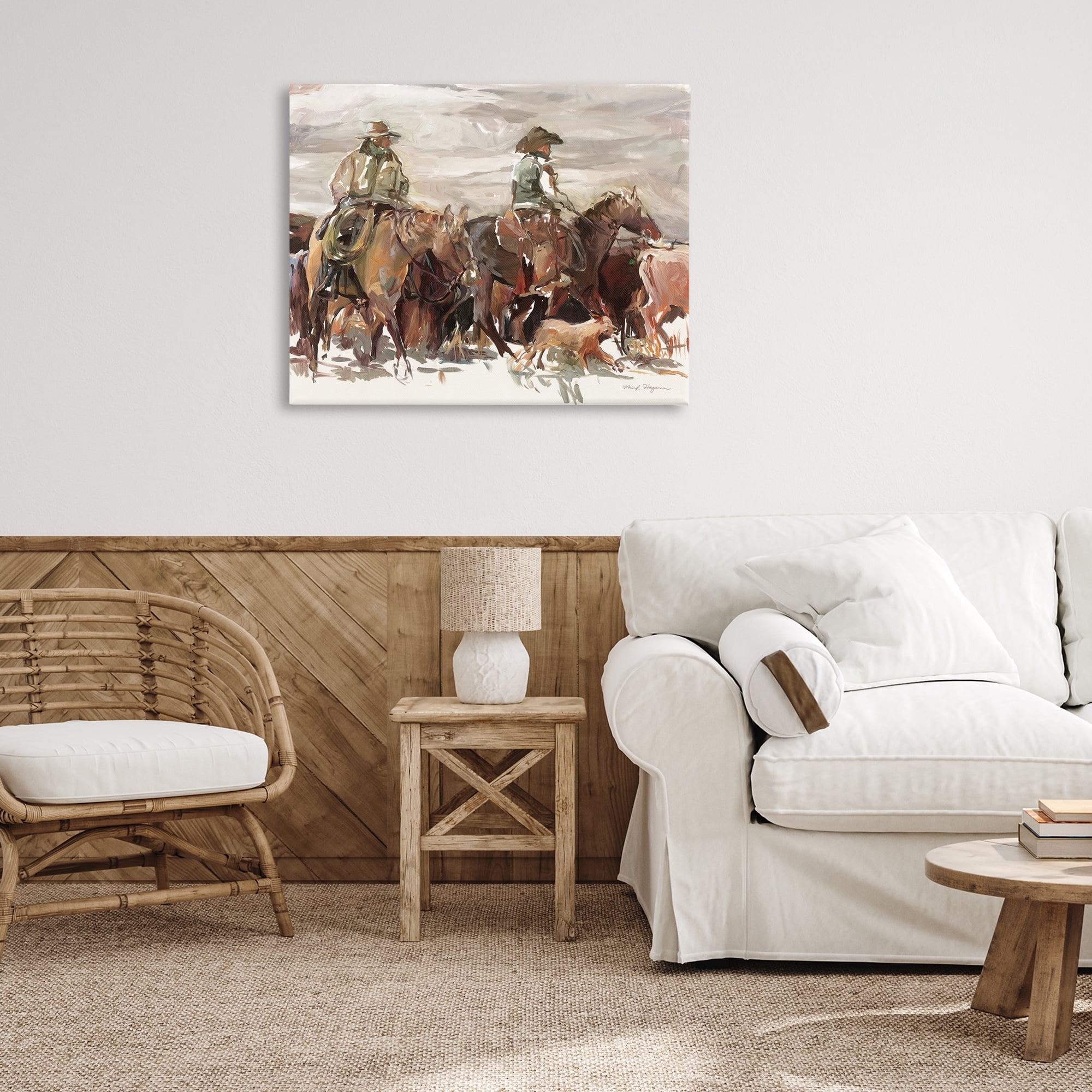 Stupell Industries Round Up Cowboys Animals & Insects Painting Gallery Wrapped Canvas Art Print Wall Art, 40 x 30