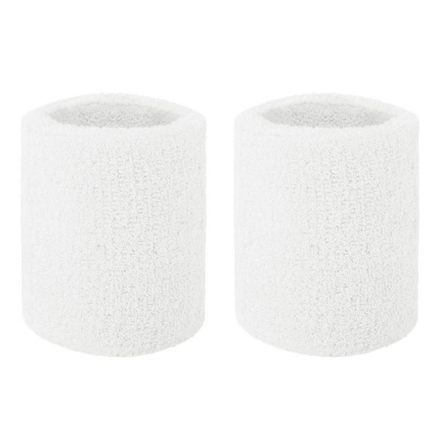 GOGO 2 Pcs Bracelet en Tissu Éponge Bracelet de Poignet Athlétique pour Gym Sports Blanc