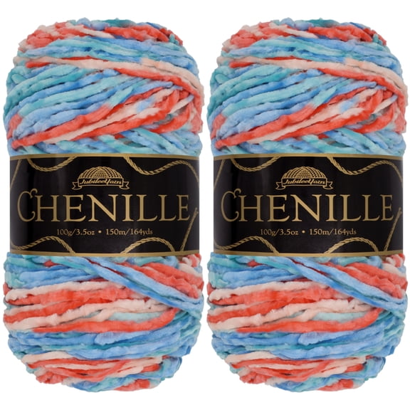 JubileeYarn Chenille Yarn - Worsted Weight - 100g/Skein - Hyperborea - 2 Skeins