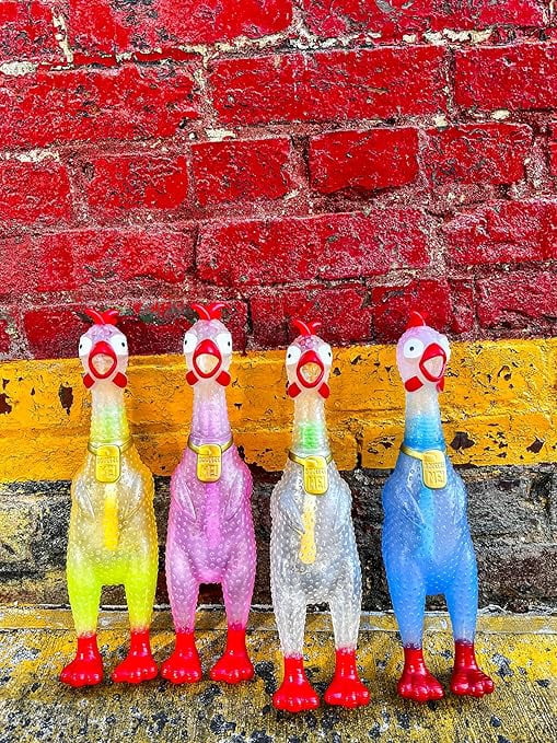 Animolds Screaming Rubber Chicken Novelty Toys, Tie Dye, Set of 6
