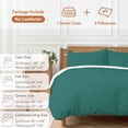 thumbnail image 6 of 3 Piece Dark Green Duvet Cover Set Twin Size, Microfiber Comforter/Quilt Cover with Corner Ties and 2 Pillowcases, Modern Pure Dark Green All Season Soft Bedding with Zipper Closure, 6 of 8