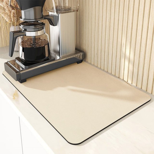 Alfombrilla para máquina de café, alfombrilla de drenaje de barro de diatomeas para barra de cocina, alfombrilla protectora de escritorio absorbente de secado rápido, alfombrilla aislante térmica sin