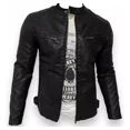 thumbnail image 2 of Chamarra Vini Piel Slim Fit Moda Hombre Tipo Biker Negro, 2 of 8