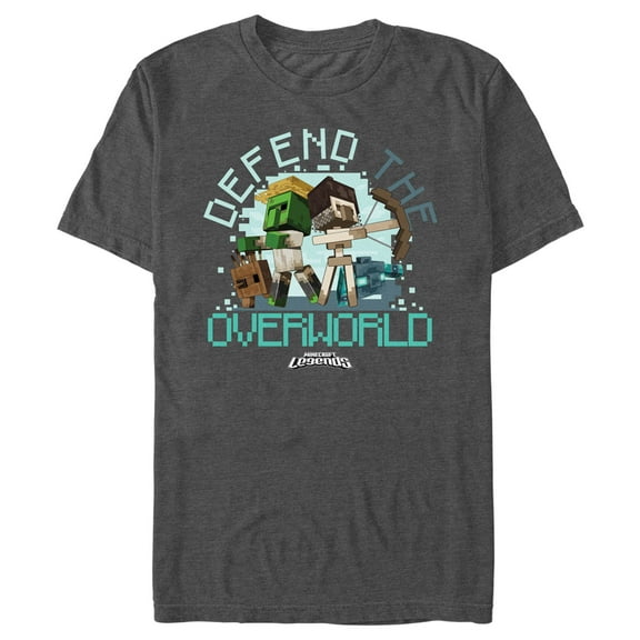 Men's Minecraft Legends Defend the Overworld Graphic Tee Charcoal Heather Small