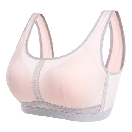 Mrat Sport Bra Women Clearance High Impact Sports Bras Women Demi & Balconette Bra Style M-816 Tall Size Wireless Cami Bra Female V-Neck Hook and Eye Bra Closure Lace Bralette Beige M
