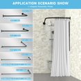 thumbnail image 2 of Corner Shower Curtain Rod 47.2" X (55"-71") Shower Curtain Rod, Convertible U and L Shaped Shower Curtain Rod for Bathroom, 6 Splice Sizes with 24 Stainless Steel Shower Rings, Black, 2 of 7