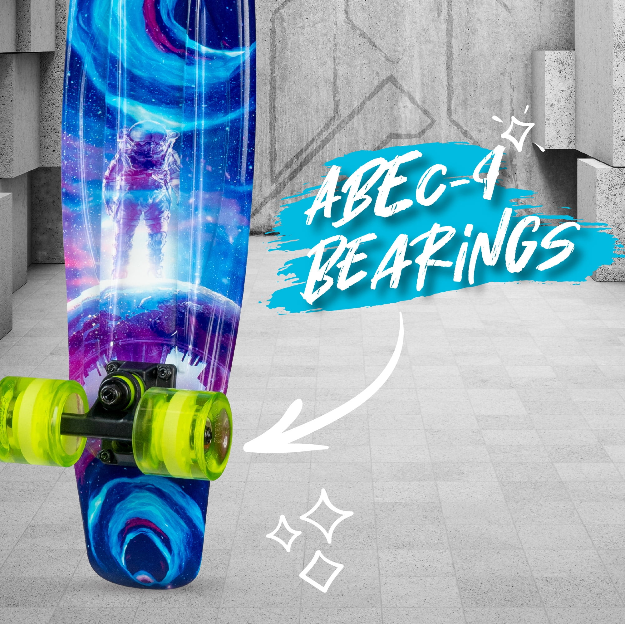 Madd Gear 22" Retro Beginner Skateboard Mini Cruiser- 62 mm Wheels Beginner Penny Style Board