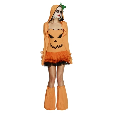 Smiffy's Women's Fever Pumpkin Costume Tutu Dress Costume Detachable Clear Straps Jacket and Boot covers Halloween Fever Size 2-4