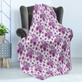 thumbnail image 4 of Mauve Soft Flannel Fleece Blanket, Vibrant Raspberries Branches Leaves Freshening Nature Fruit Art Illustration, Cozy Plush for Indoor and Outdoor Use, 60" x 80", Violet and Purple, by Ambesonne, 4 of 5