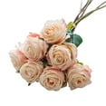 thumbnail image 2 of 7-Head Artificial Rose Bouquet with Burnt Edge Design,European Style Faux Flowers for Living Room Table Decor,Wedding Centerpiece and Home Decor,Realistic Looking Low Maintenance Floral Arrangement, 2 of 8