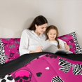 thumbnail image 5 of Homewish Neon Pink Skull 7-Piece Twin Bedding,Leopard Print Bedding Comforter Set,Halloween Bed Set,Black Reversible, 5 of 8
