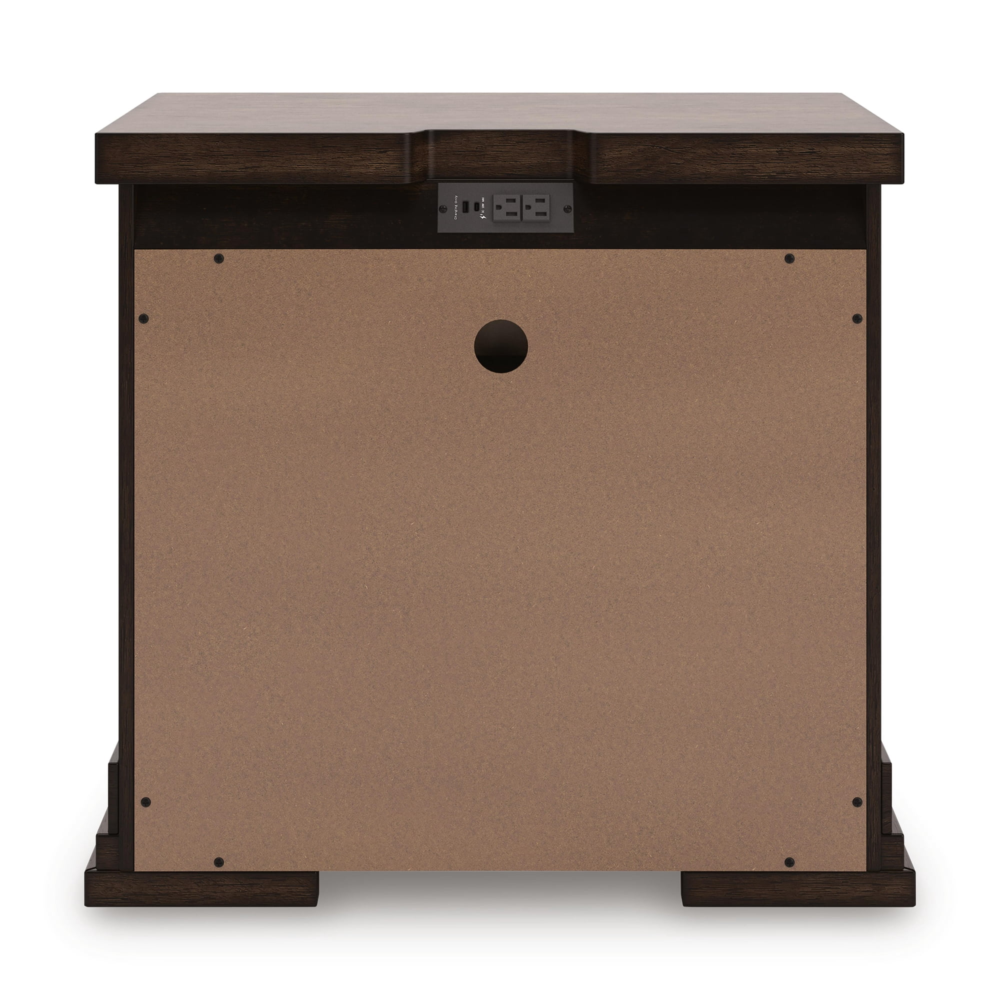 Signature Design by Ashley Taffenbrook 3-Drawer Nightstand with USB Charging and Power Outlets - Medium Brown