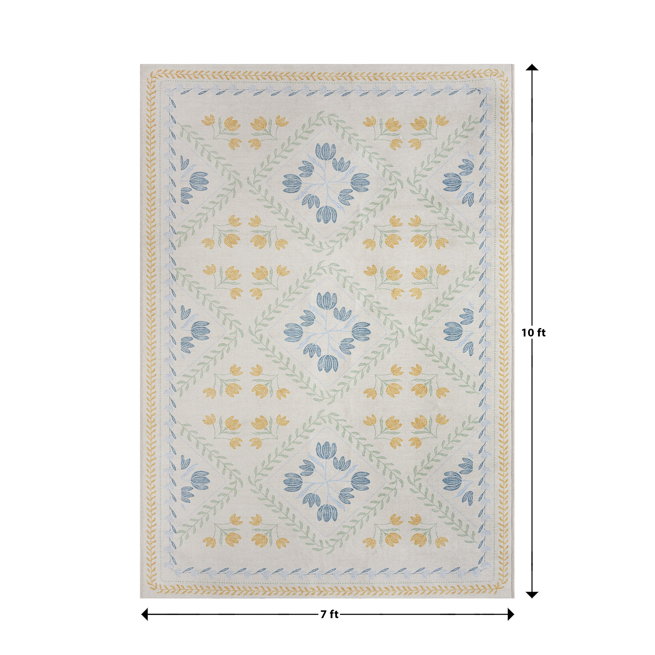 Better Homes & Gardens Soliel Floral Area Rug, Blue & Yellow, 5' x 8'', Recommended for Living Rooms and Bedrooms